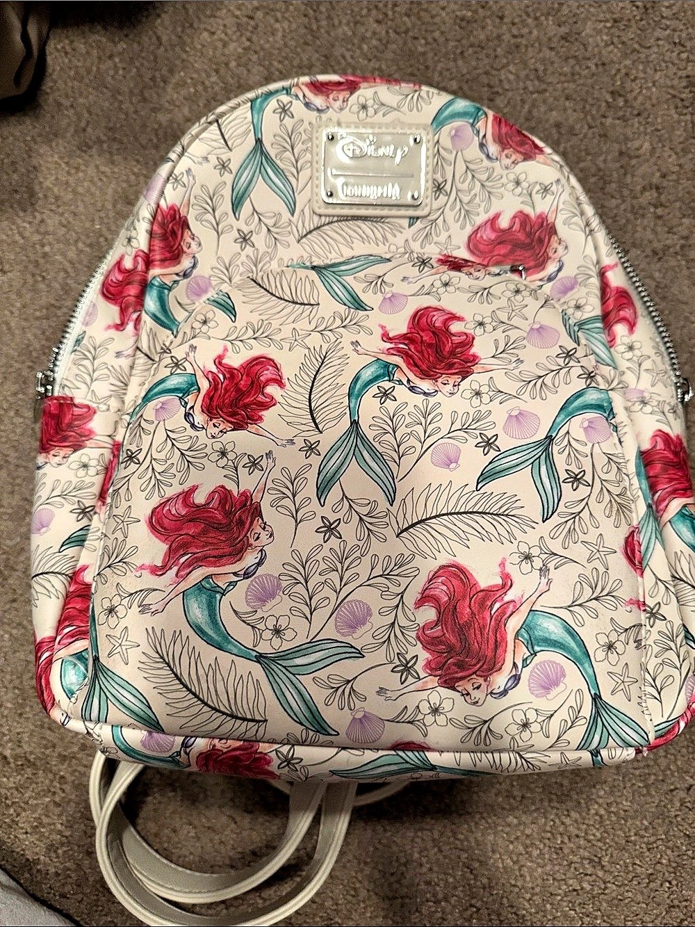 Loungefly Disney The Little Mermaid Ariel Soft Floral Mini Backpack Pink & White